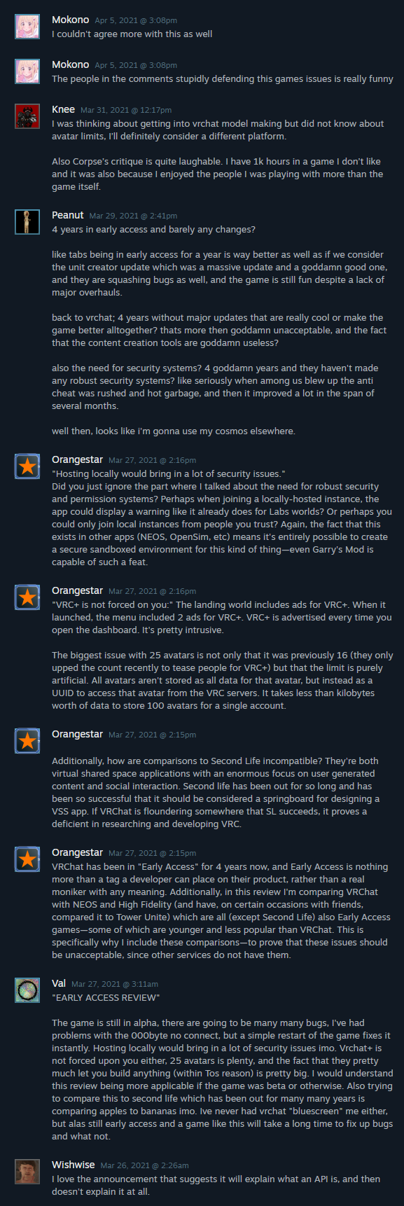 Aight, listen, this is a whole Steam comment thread. I ain't making alt text for the whole thing.